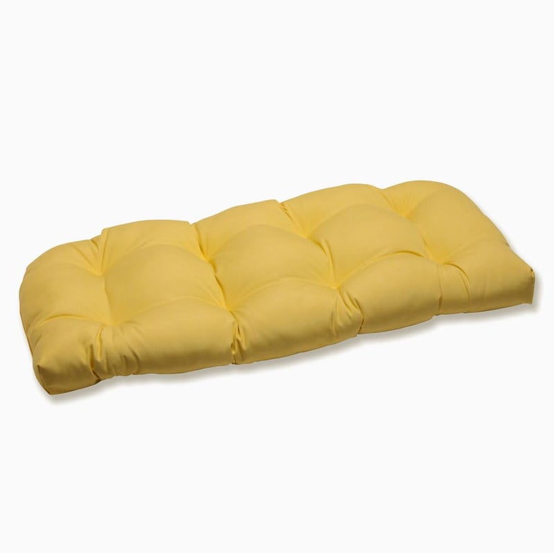 Pillow Perfect وسادة مثالية حصن صلبة داخلية/خارجية وسادة أريكة/أرجوحة من الخوص، مبطنة، مقاومة للطقس والتلاشي، 19" x 44"، أصفر - Image 1